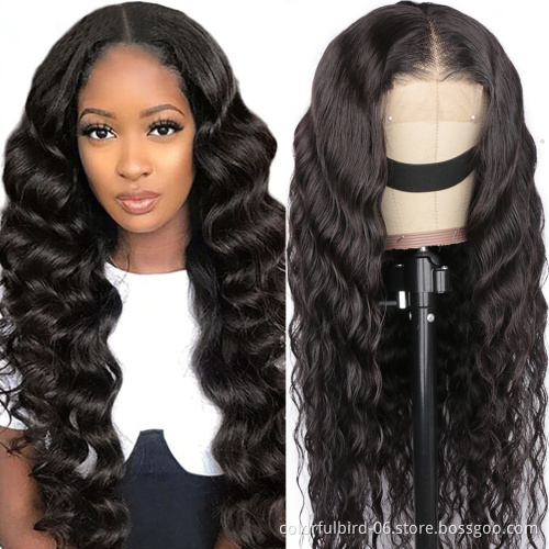 free sample Natural color 32 inch 4*4 lace loose deep wave wigs human hair remy hair 4*4 frontal swiss lace wigs brazilian hair